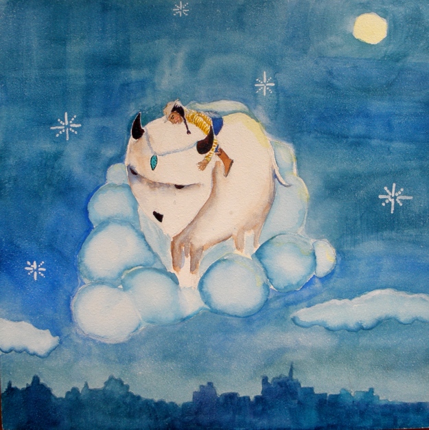 "Cloud-Buffalo", watercolor on panel, 8" x 8", 2011, collection of Lissa Carter
